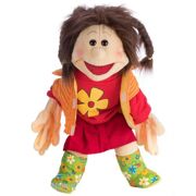 Handspeelpop Lene, meisje met rood rokje en stoffen laarzen 65 cm - Living Puppets W509